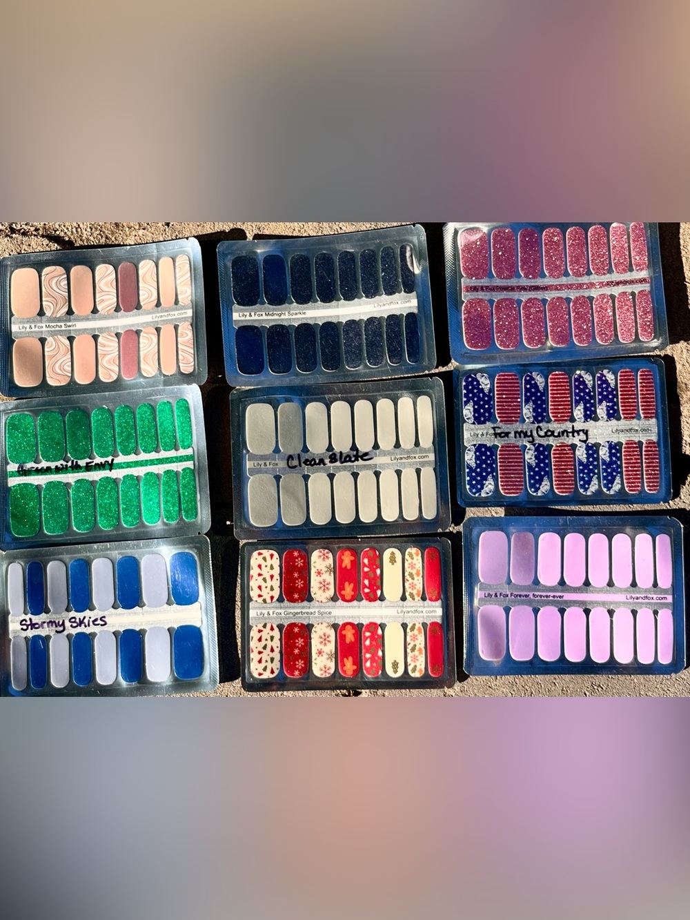 Lily & Fox 🦊 Lot of 9 sets of nail wraps. Assorted colors and styles.